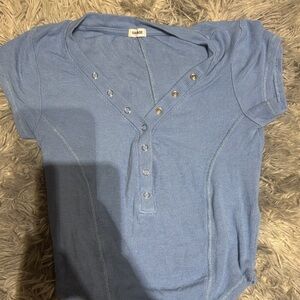 Garage Blue Crop Top with Button Detail